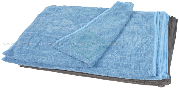 China Bulk Custom blue microfiber towels Manufacturer Cheap Fast Drying Grid Towels Producer